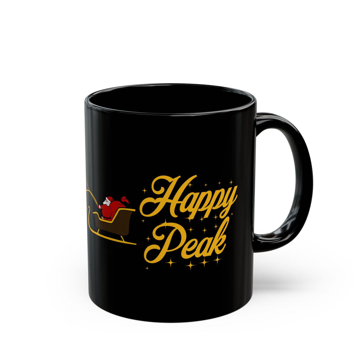Black UPS Santa Mug with Happy Peak design and Santa riding UPS delivery fleet, 11oz ceramic cup UPSer UPS Gift Peak