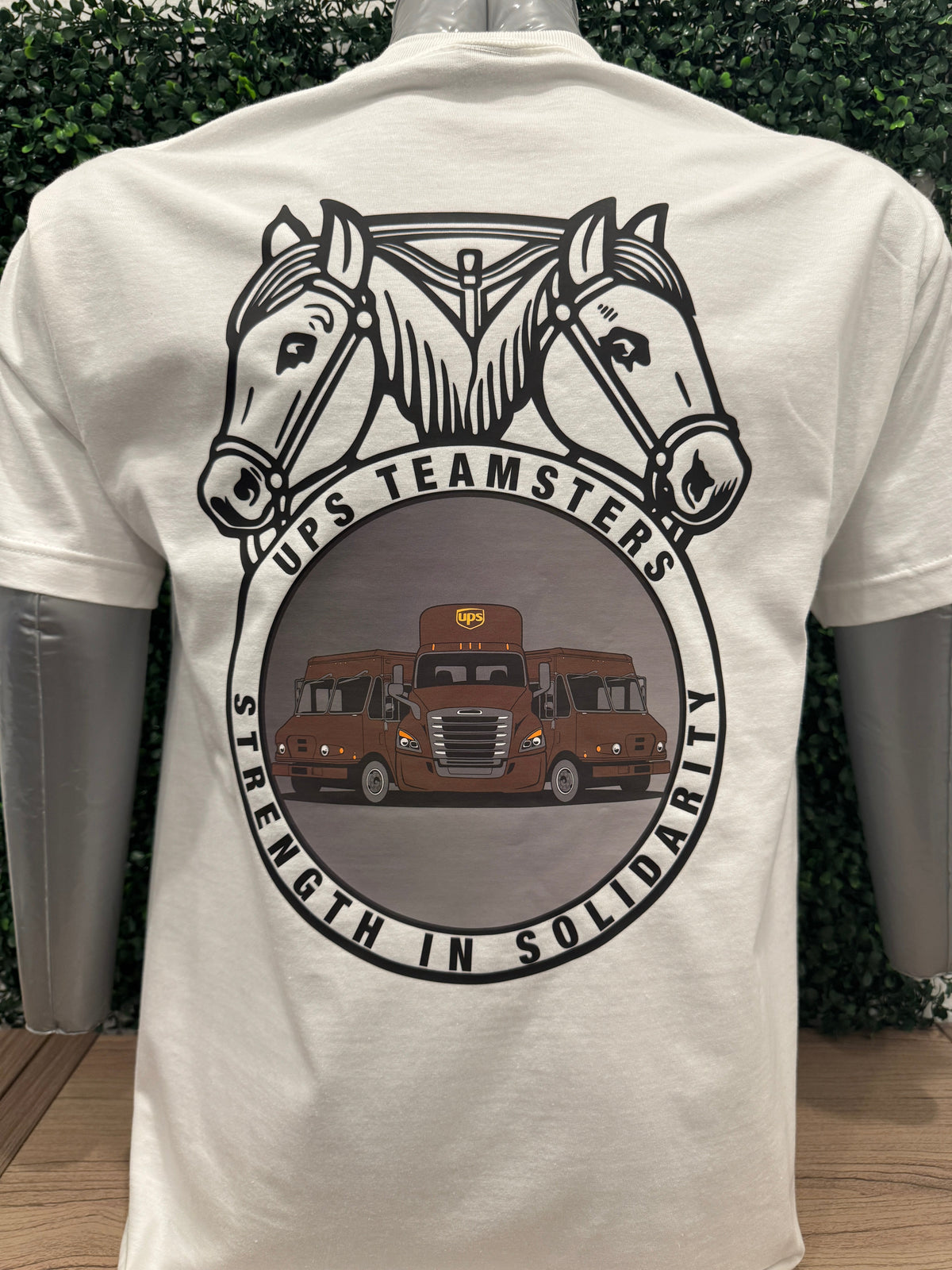 UPS Teamster & Package Car Tee with handmade logo and classic package car design on back