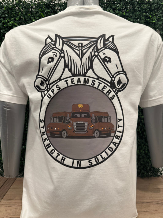UPS Teamster & Package Car Tee with handmade logo and classic package car design on back
