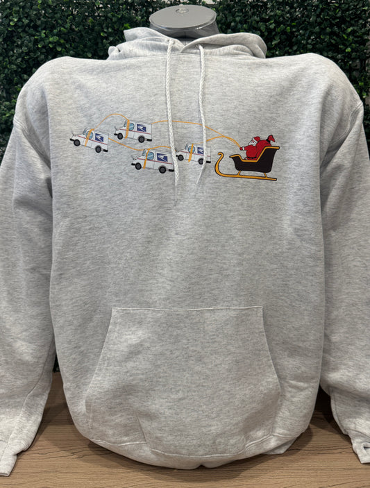 Gray Hoodie USPS for Employees Postal Workers with USPS trucks Logo