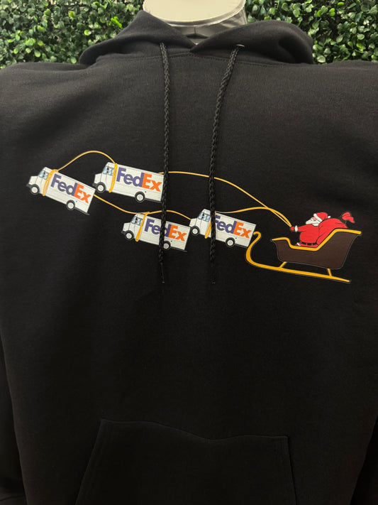 Fedex Trucks Logo printed on Black Hoodie Hooded Sweatshirt
