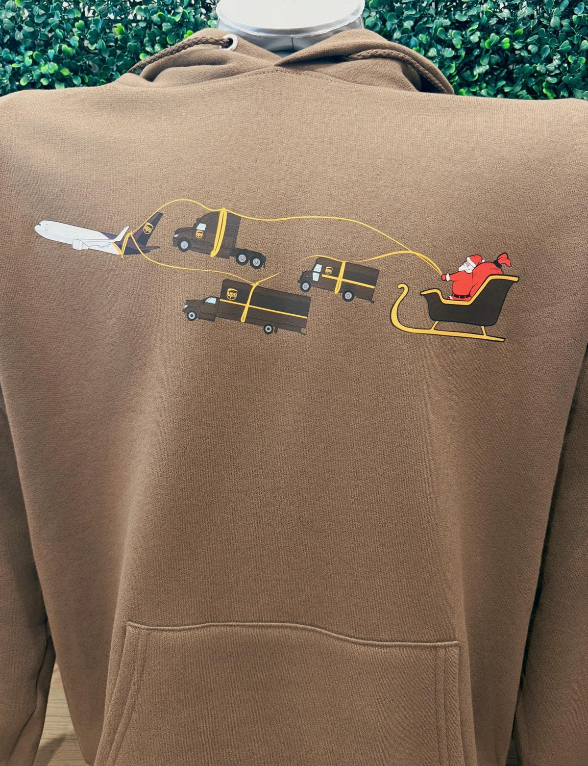 UPS peak season Santa hoodie graphic detail